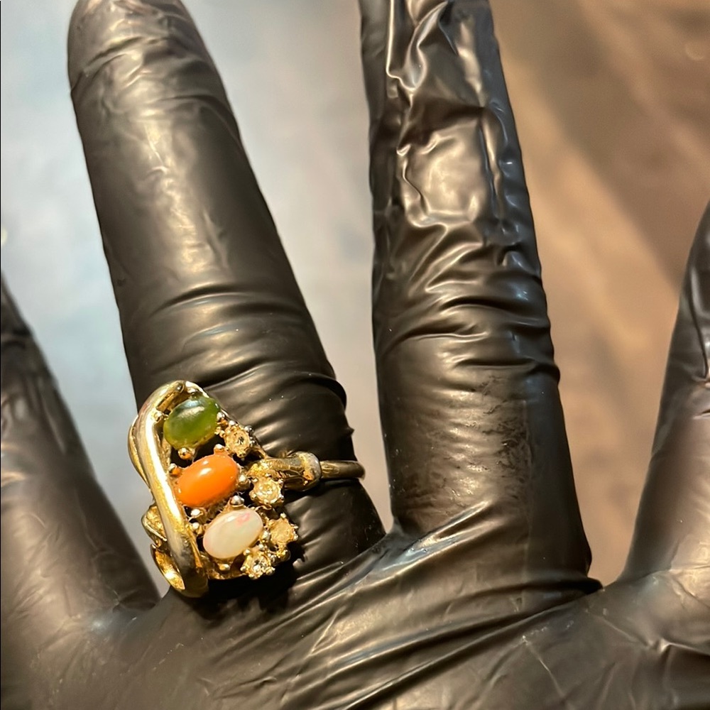 Gold Multicolor Gemstone Ring
